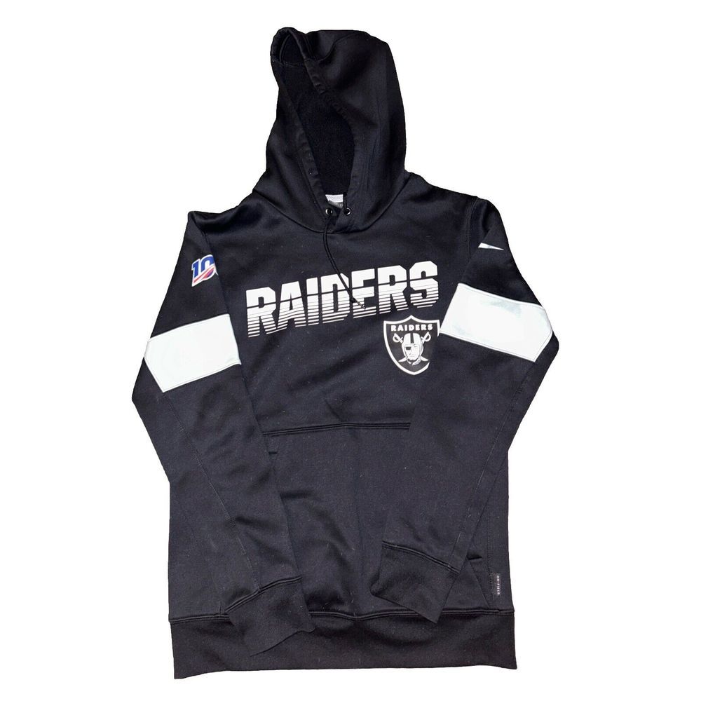 LAS VEGAS NFL 100 RAIDERS PULLOVER‎ HOODIE BLACK MENS NIKE DRI-FIT SMALL Used